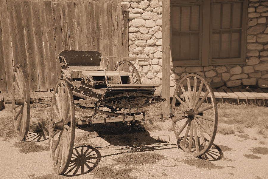 Old Wagon In Sepia Photograph