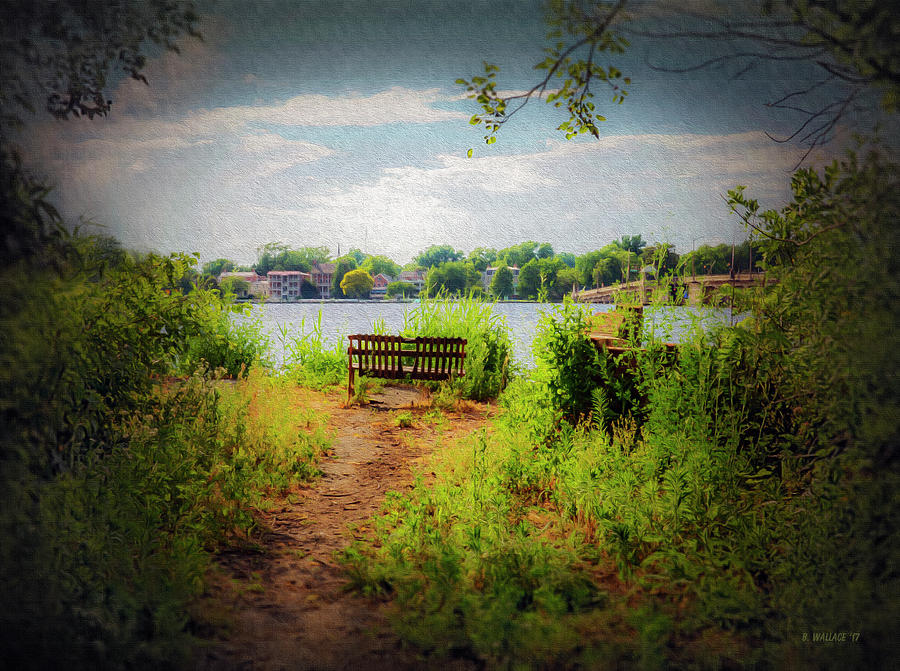 Old Waterfront Bench - Paint FX Photograph by Brian Wallace