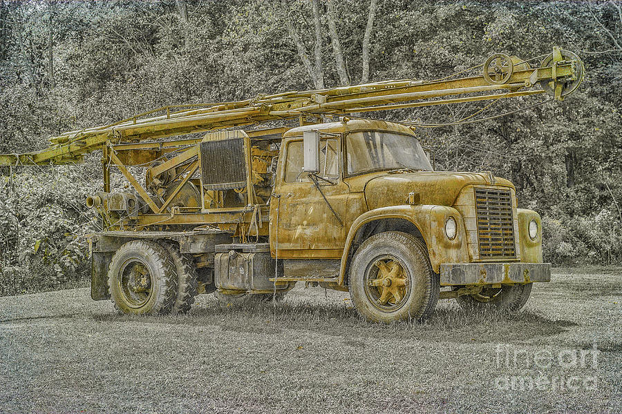 Old Well Drilling Truck Sepia Digital Art by Randy Steele