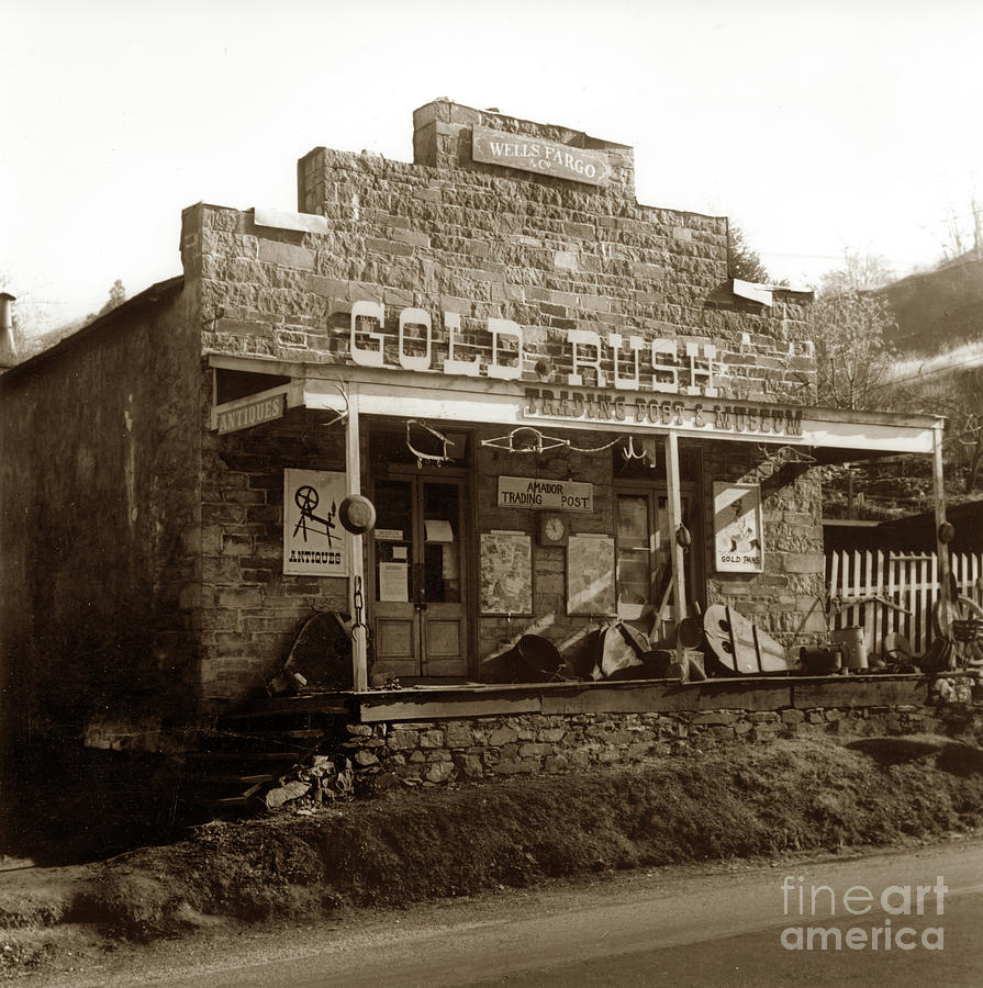 Old Photograph - Old Wells Fargo Building Amador City California Circa 1960 by Monterey County Historical Society