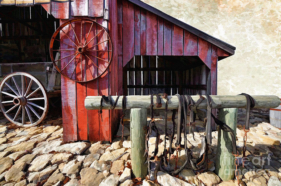 Barn Painting - Old Western Hitching Post by L Wright