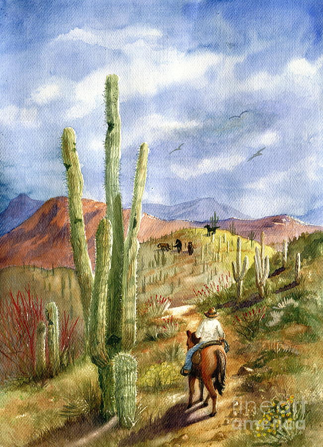 Old Western Skies Painting by Marilyn Smith