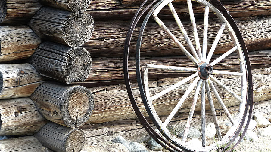 Old Wheel and Logs Photograph by Marcia Socolik