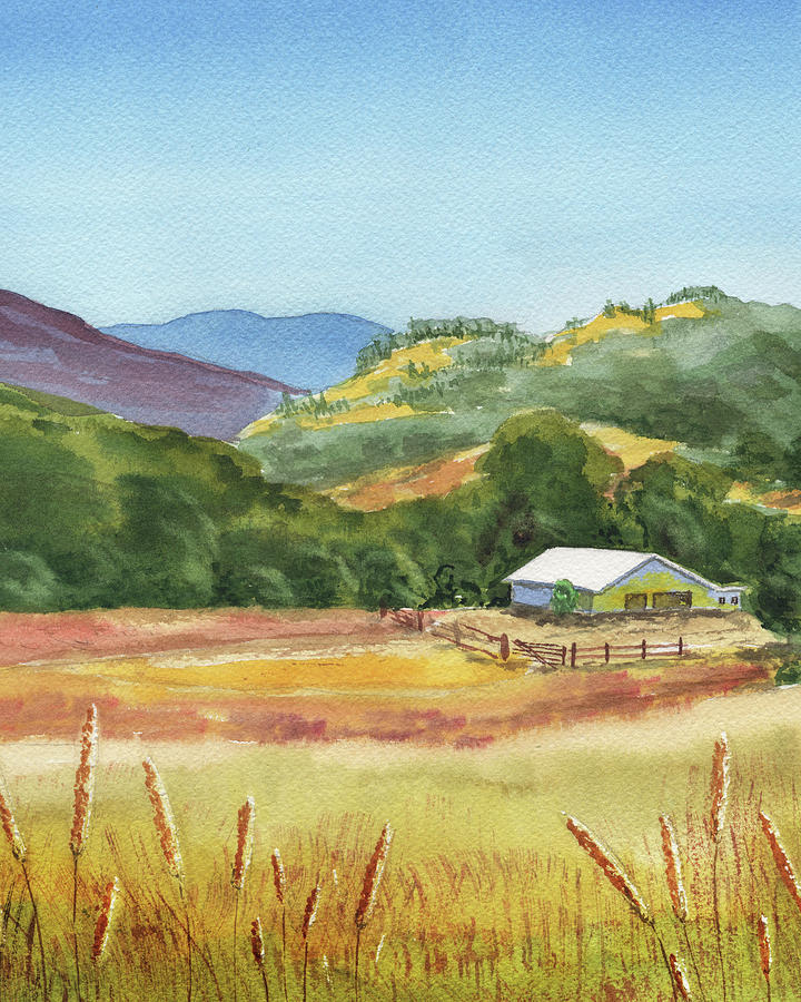 Old White Barn On The Farm Painting