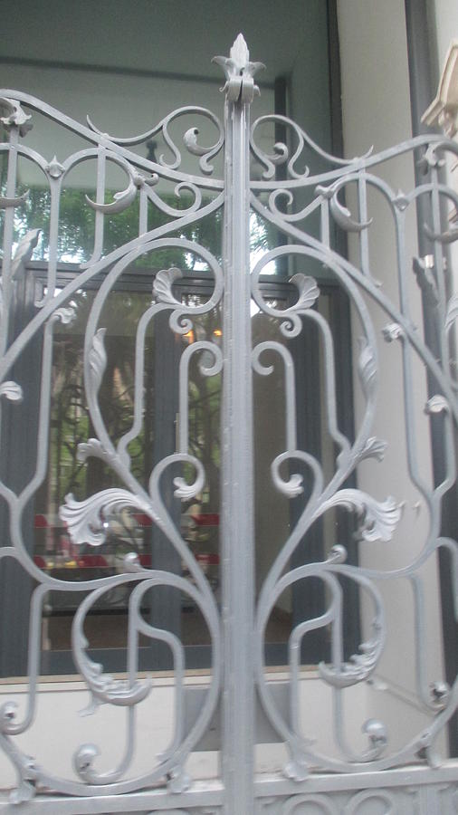 Gate Photograph - Old white iron gate in Lisbon by Anamarija Marinovic