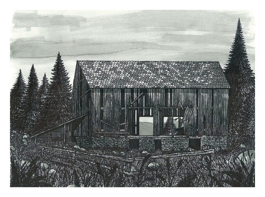 Old Wilderness Barn Drawing by Jonathan Baldock