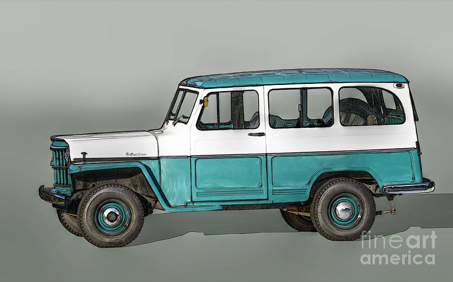 Old Willys Jeep Wagon Digital Art by Randy Steele