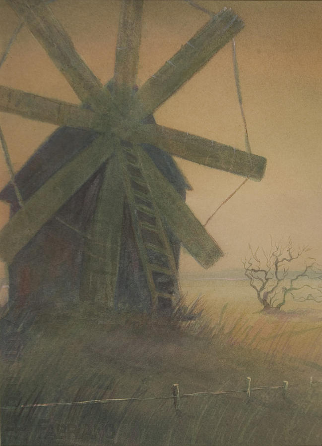 Old Windmill Painting by Alla Parsons
