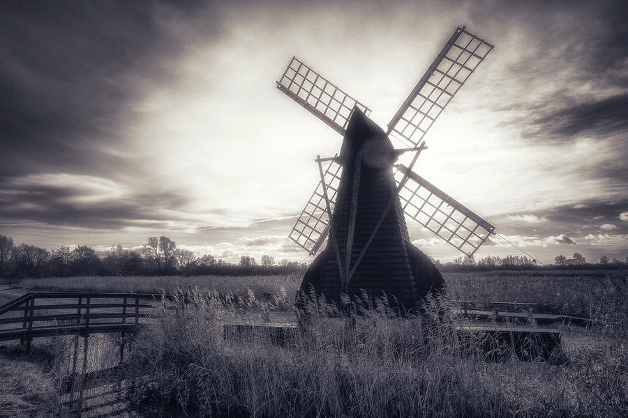 Old windpump in mono Photograph by James Billings
