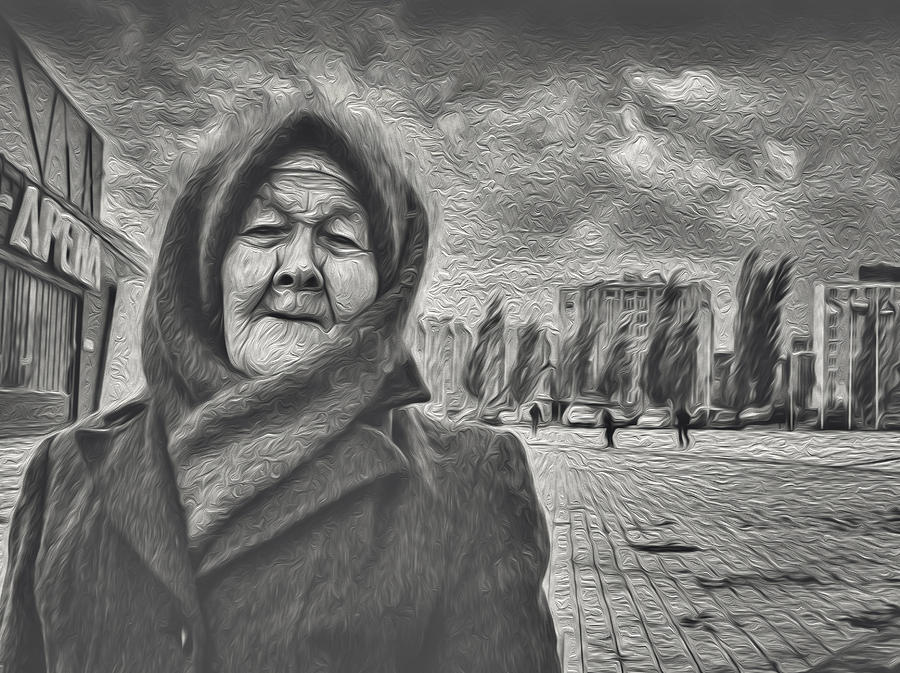 Old Woman and the Face of Wind Photograph by John Williams