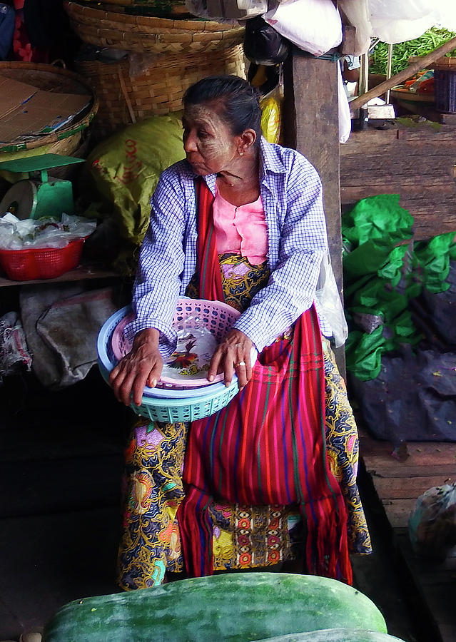 Old Woman at Yangon Market Photograph by Kurt Van Wagner