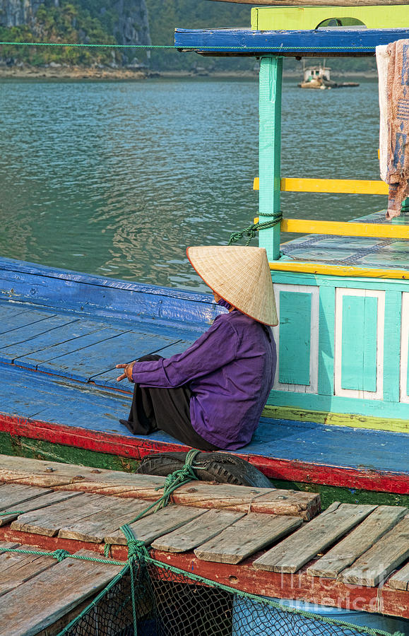 Old Woman on a Colorful River Boat Photograph by Bill Bachmann - Printscapes