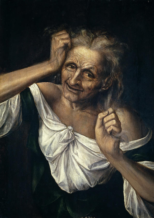 Old Woman tearing at her Hair Painting by Quentin Matsys