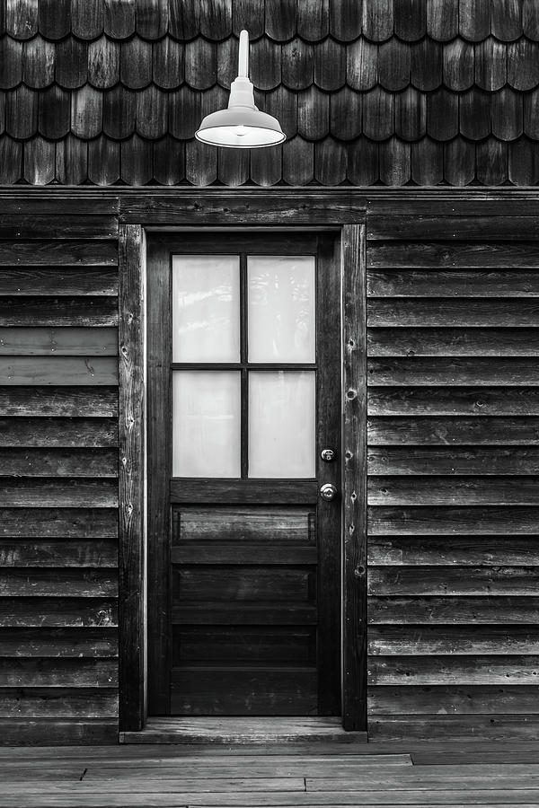 Vintage Photograph - Old Wood Door and Light Black and White by Terry DeLuco