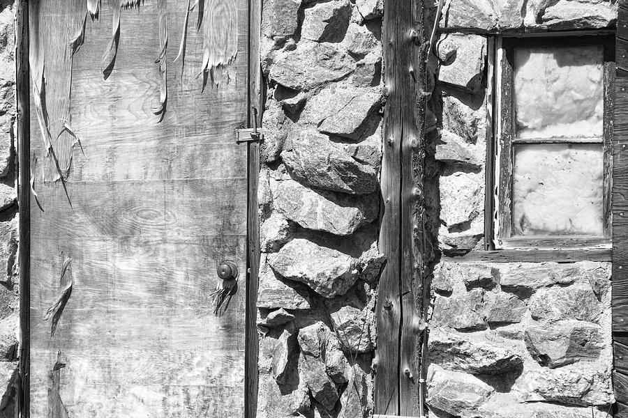 Old Wood Door Window and Stone in Black and White Photograph by James BO Insogna