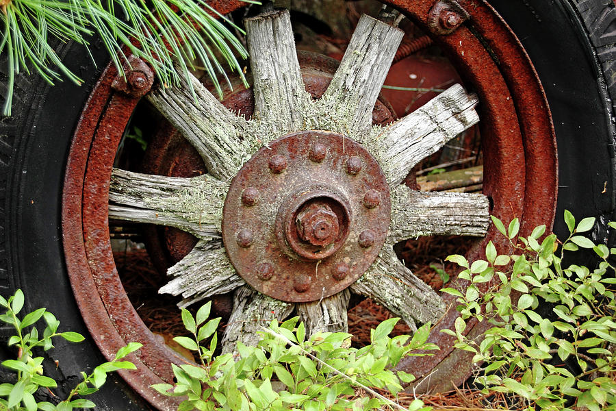 Old Wood Spoke Wheel Photograph by Debbie Oppermann