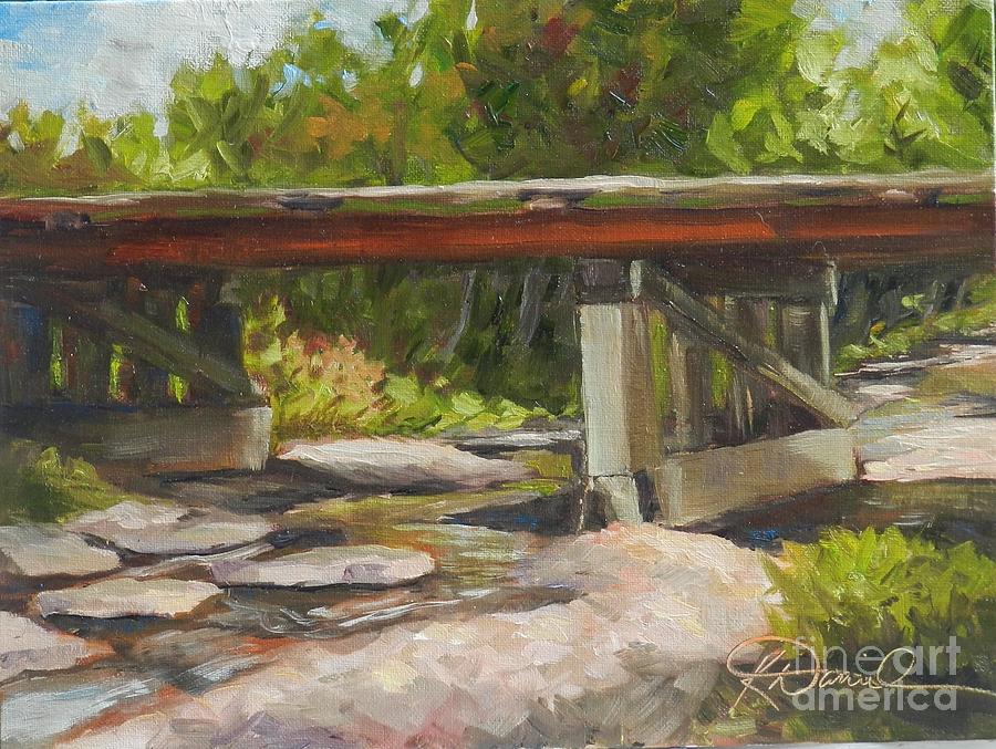 Old Wooden Bridge Painting by Kimberly Daniel