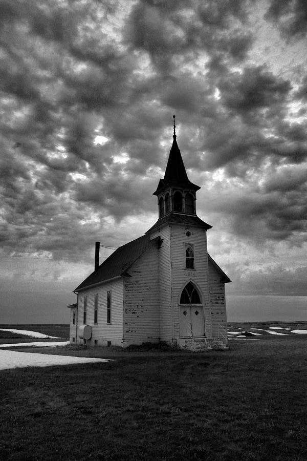 Black And White Photograph - Old wooden church BaW by Jeff Swan
