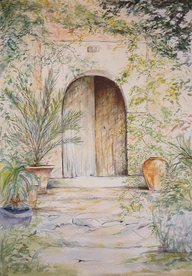 Old Wooden Door Painting by Lizzy Forrester