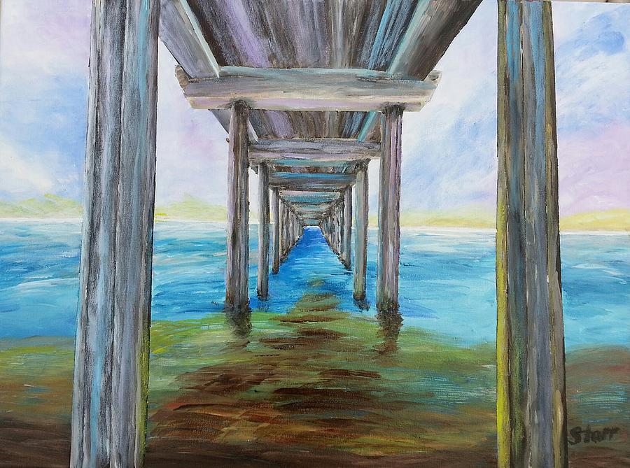 Abstract Painting - Old Wooden Pier abstract by Irving Starr