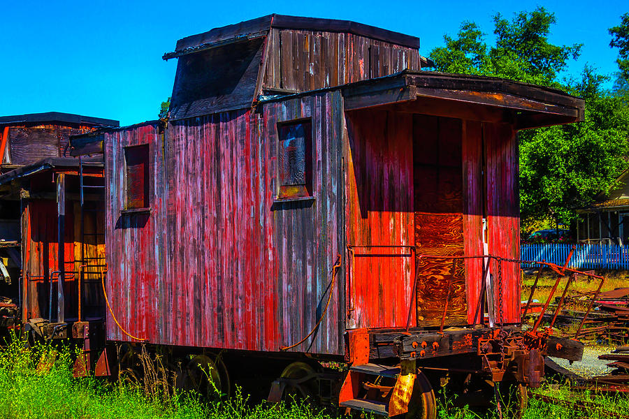 Old Wooden Red Caboose Photograph by Garry Gay
