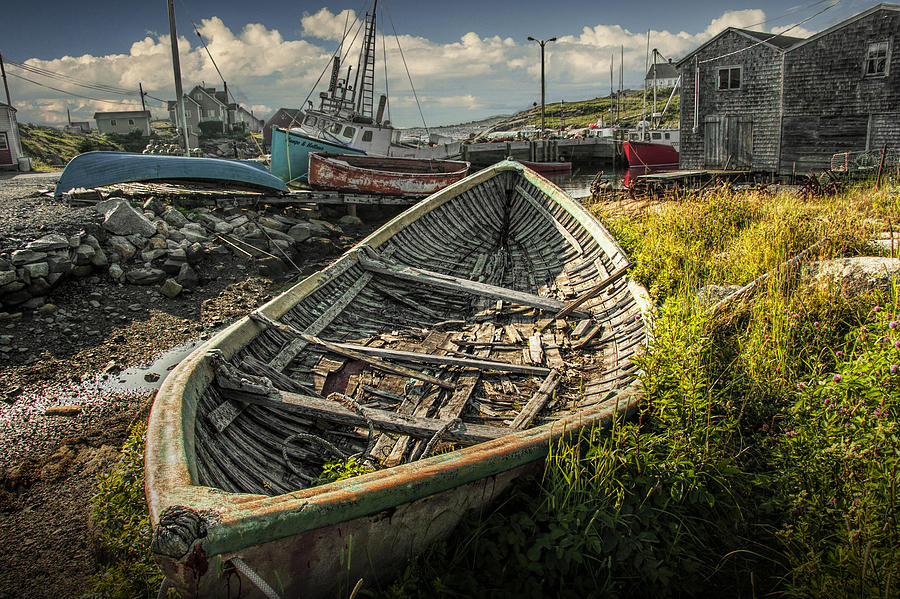 Old Wooden Row Boat in the Harbor at Peggys Cove Photograph by Randall Nyhof