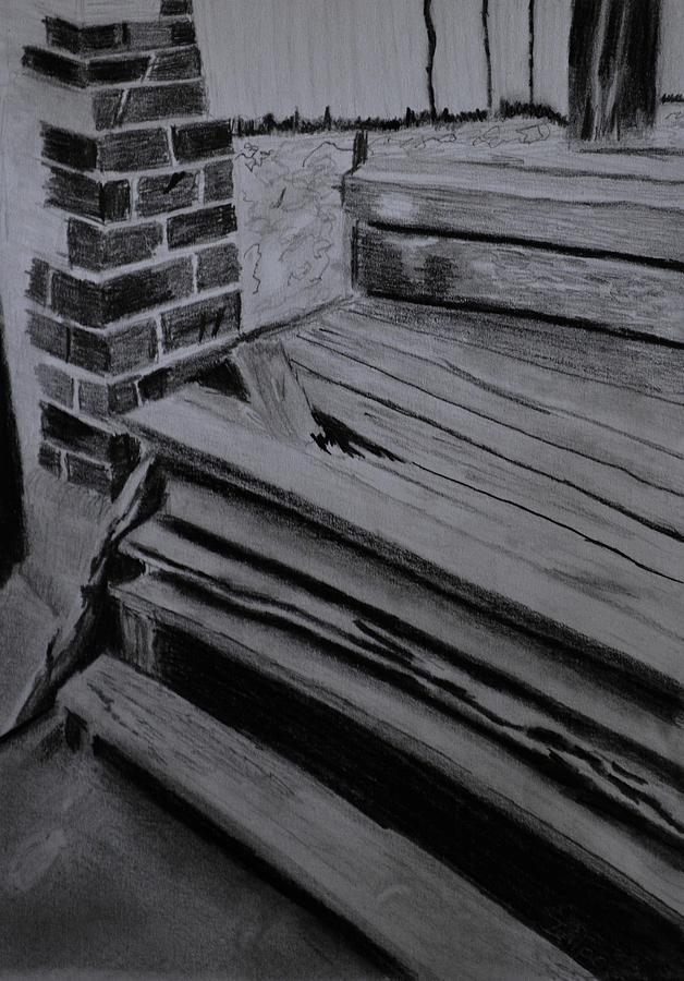 Old Wooden Steps In Milang Drawing