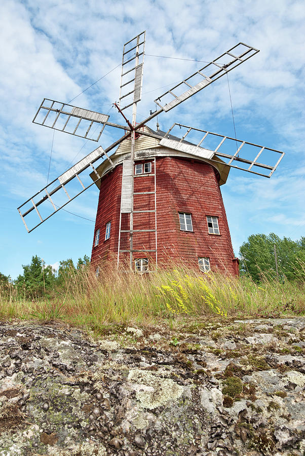 Architecture Photograph - Old wooden windmill in Sweden by GoodMood Art