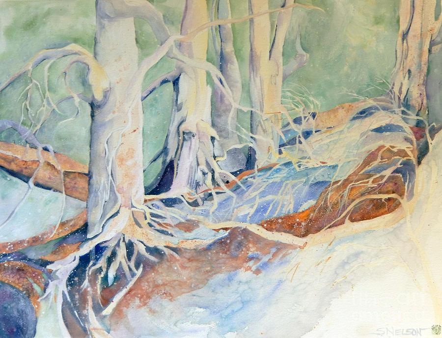 Old Woods Painting by Sharon Nelson-Bianco