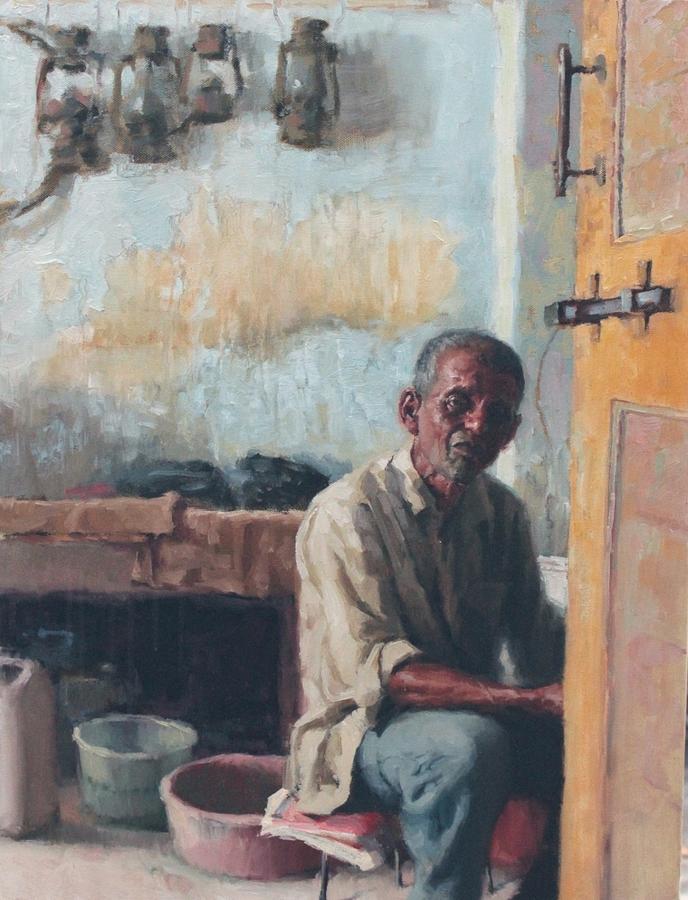 Impressionism Painting - Old Worker by Snehal Page