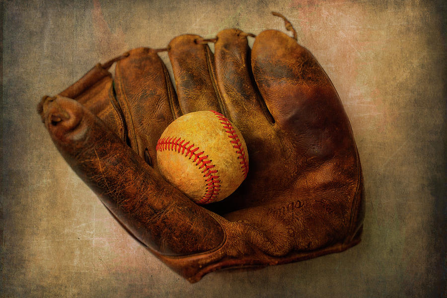 Ball Photograph - Old Worn Ball And Mitt by Garry Gay