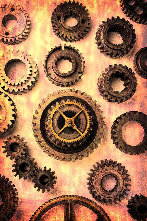 Still Life Photograph - Old Worn Gears  by Garry Gay