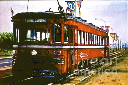 Olde City Trolley Painting by Joyce Guariglia