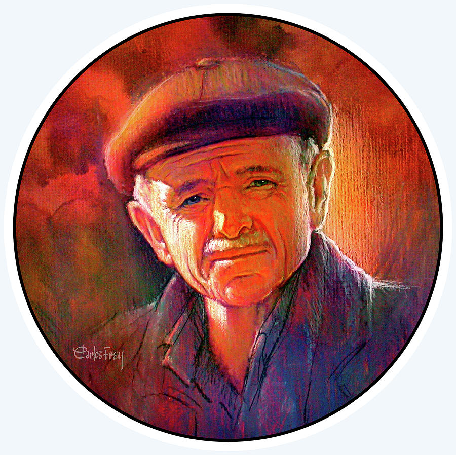 Portrait Pastel - Older Man with Hat by Carlos Frey