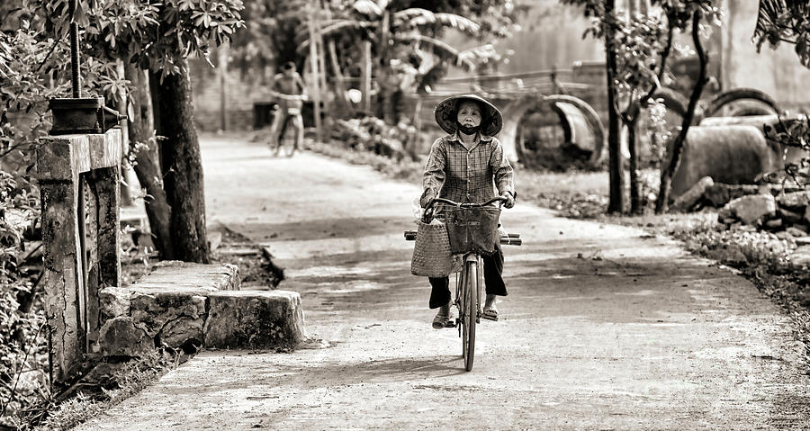Older Vietnamese Woman Bicycle  Photograph by Chuck Kuhn