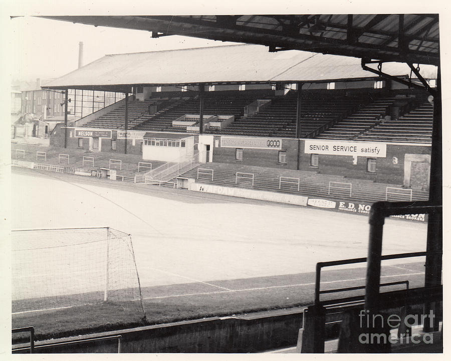Oldham Athletic - Boundary Park - Main Stand 1 - BW - 1967 Photograph by Legendary Football Grounds