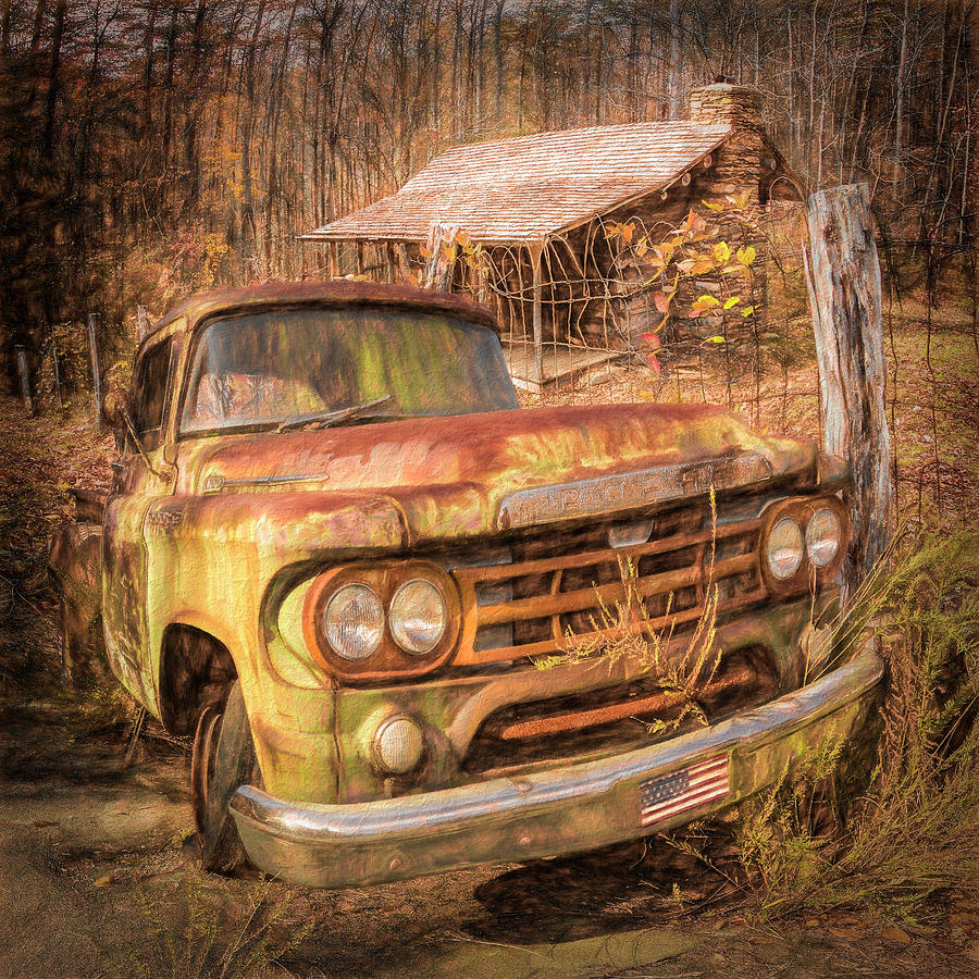 Oldie but Goodie 1959 Dodge Pickup Truck Textured Painting Photograph by Debra and Dave Vanderlaan