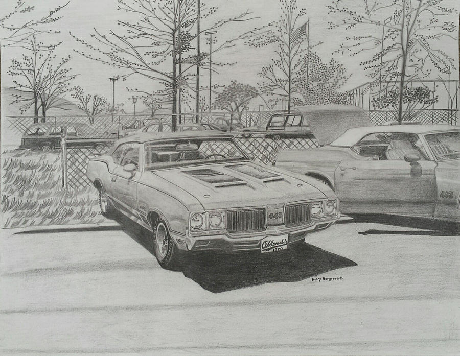 Oldsmobile Drawing - Oldsmobile 442 Convertibles by Henry Hargrove Jr