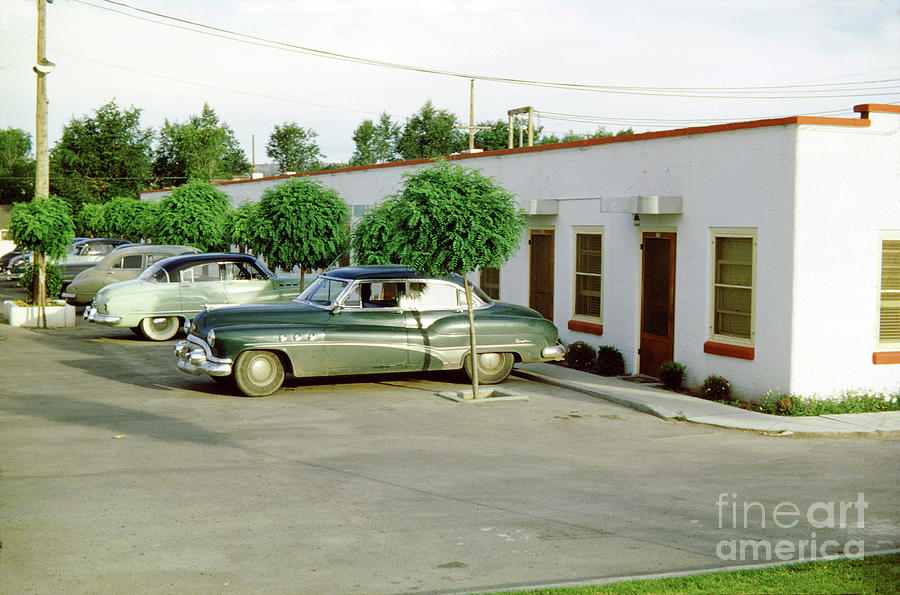 Oldsmobile Car Parked at a Motel Photograph by Wernher Krutein