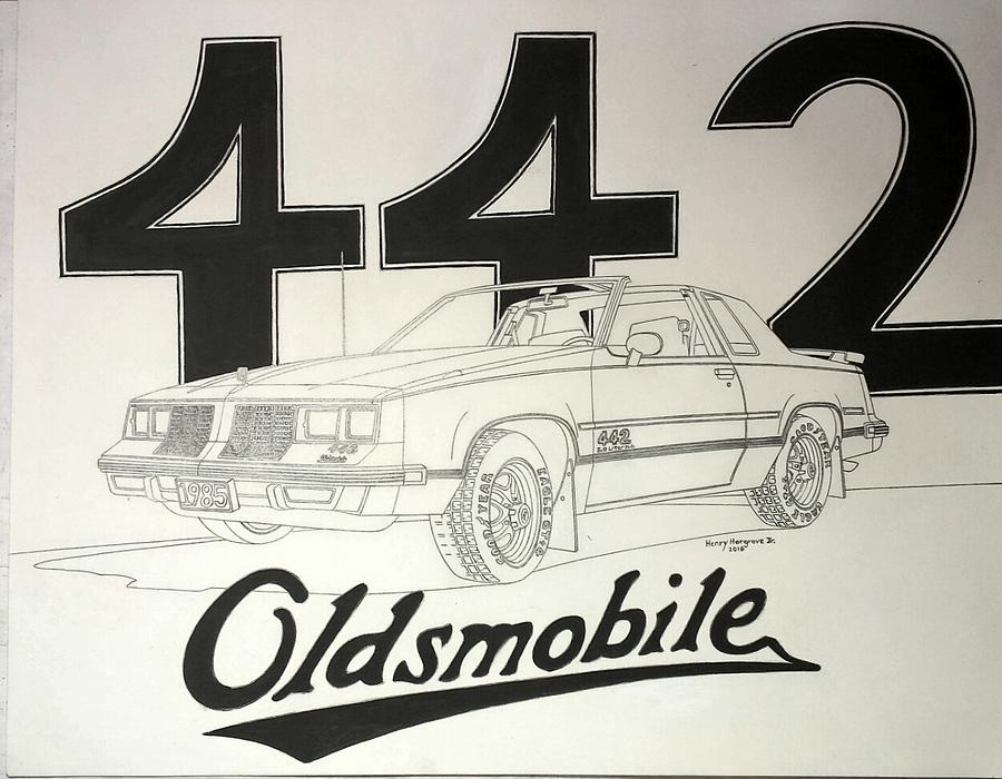 Oldsmobile Cutlass 442 Drawing - Oldsmobile in you, Part 1 by Henry Hargrove Jr
