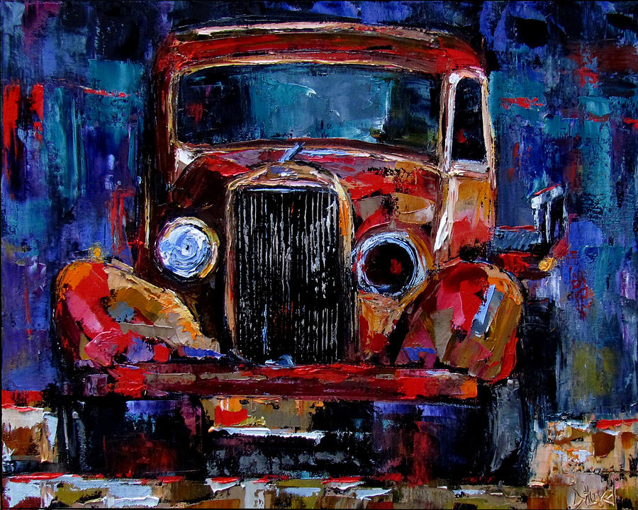 Old Vintage Truck Painting - Oldtimer by Debra Hurd