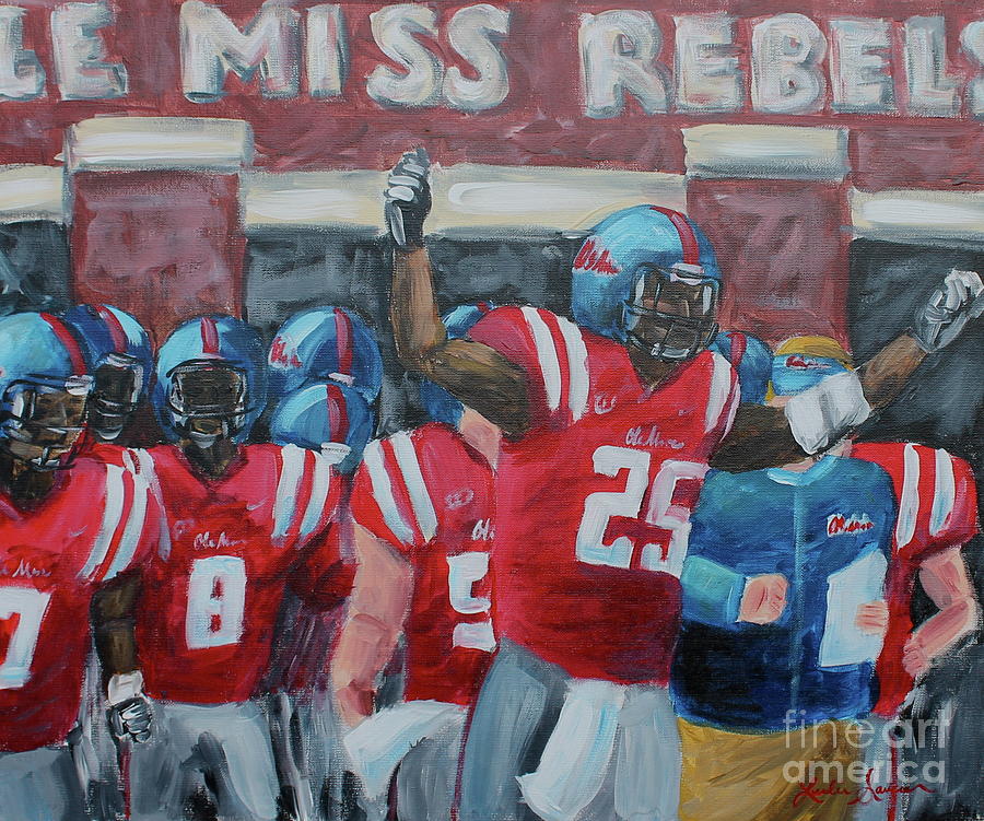 Football Painting - Ole Miss Ready by Leslie Saucier