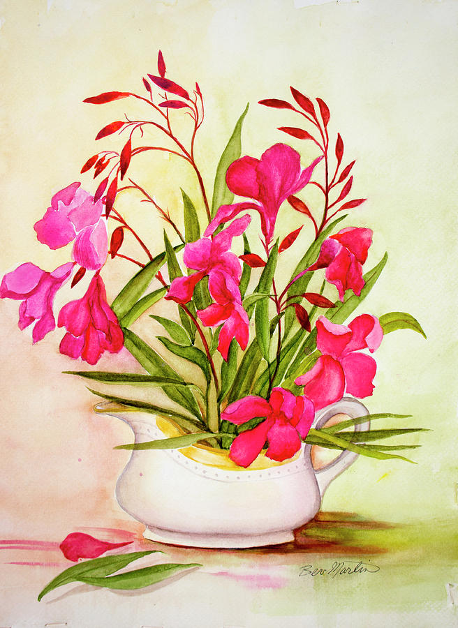 Oleander Bouquet Painting by Beverly Martin - Pixels