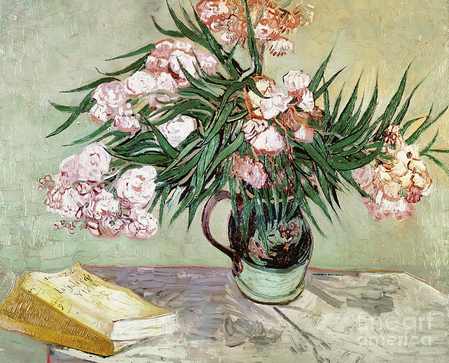 Oleanders and Books Painting by Vincent van Gogh