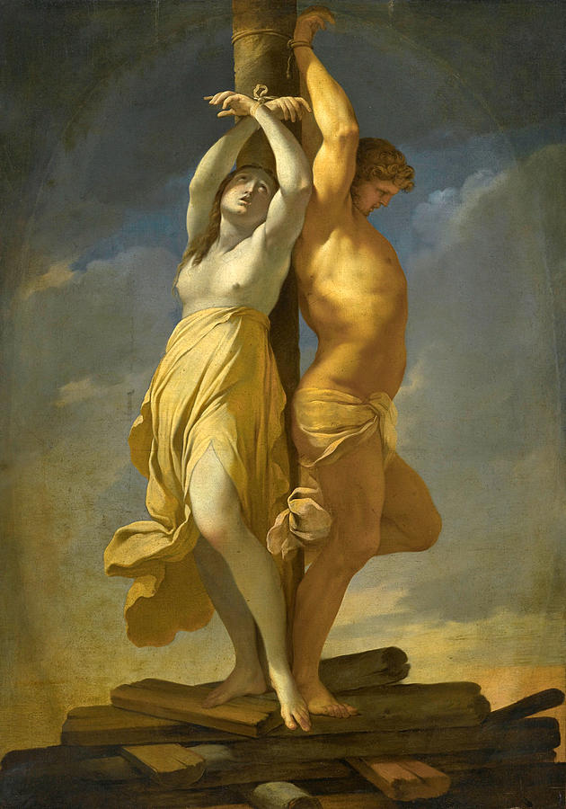Olindo and Sofronia on the Pyre Painting by Lubin Baugin