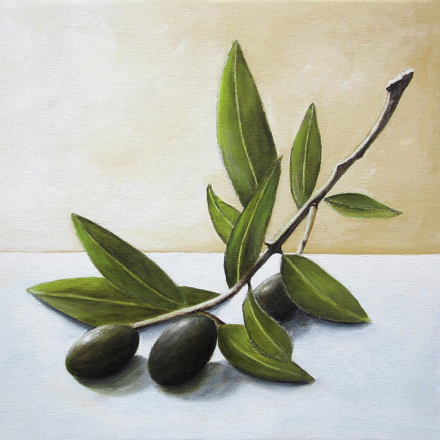 Olive branch - Still life Painting Painting by Georgia Korogiannou - Pixels