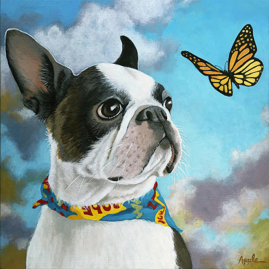 Oliver - dog pet portrait Painting by Linda Apple