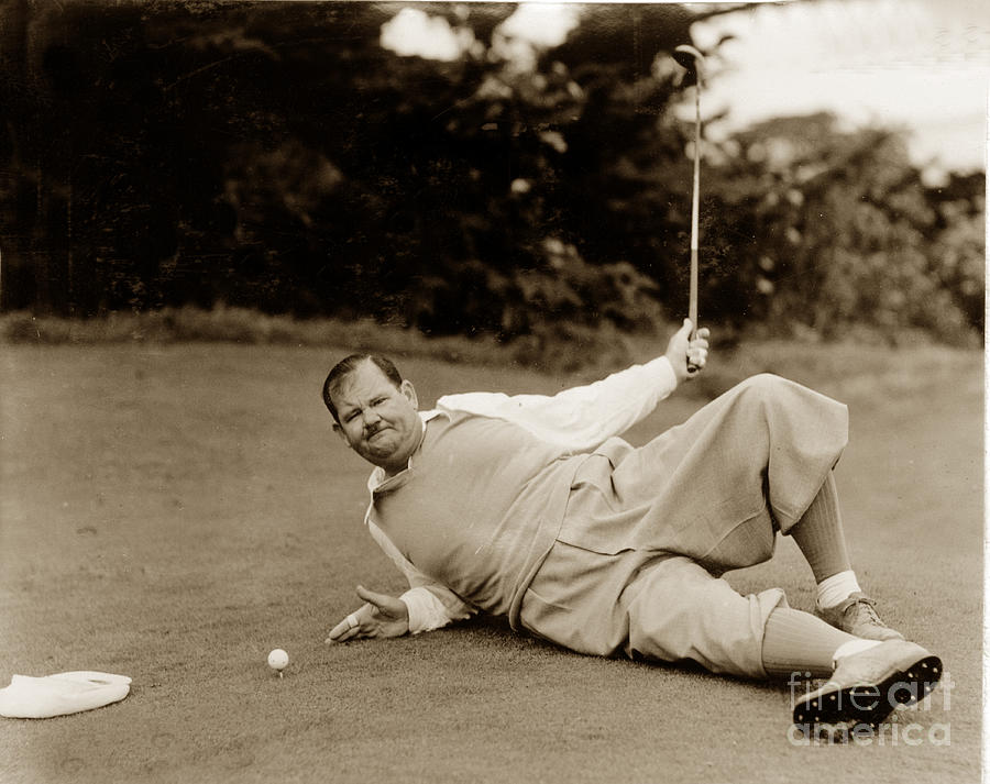 Golf Photograph - Oliver Hardy at Pebble Beach 1934 by Monterey County Historical Society