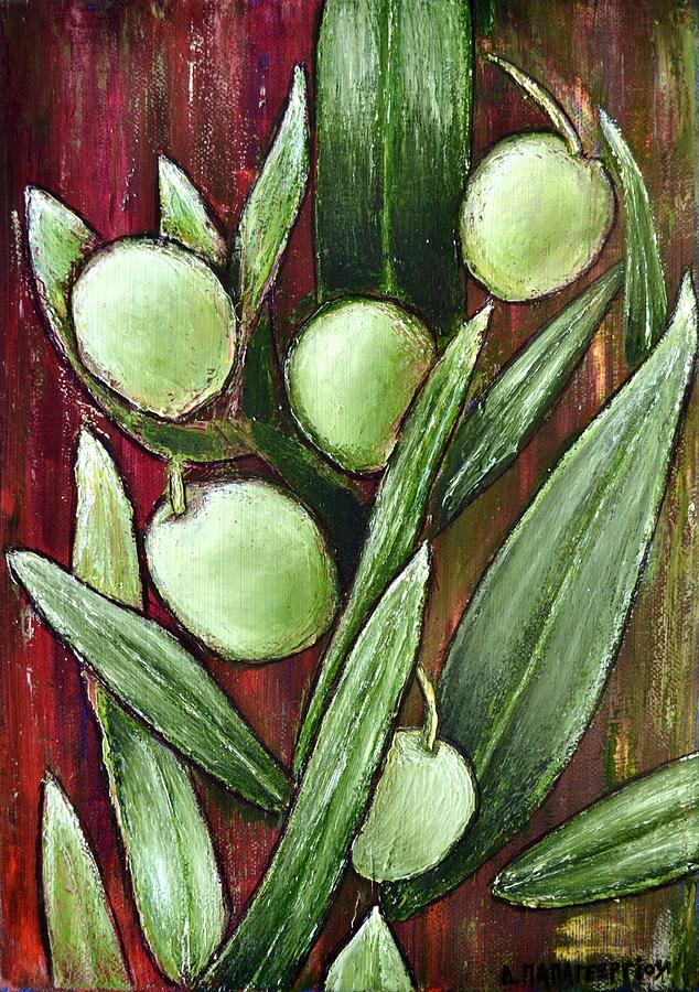 Olives And Leaves Painting by Dimitra Papageorgiou - Fine Art America