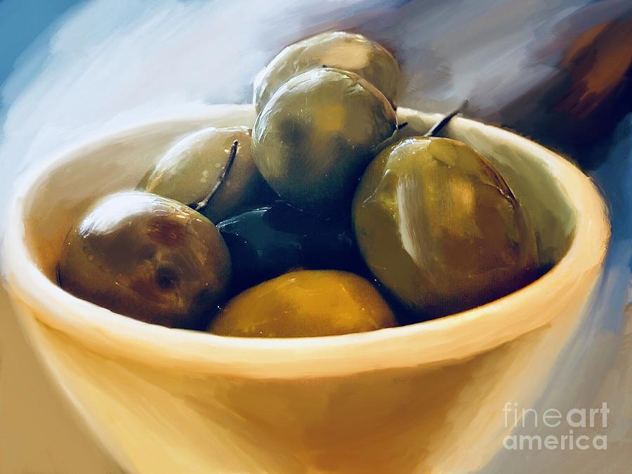 Bowl Of Olives  Mixed Media by Susan Garren